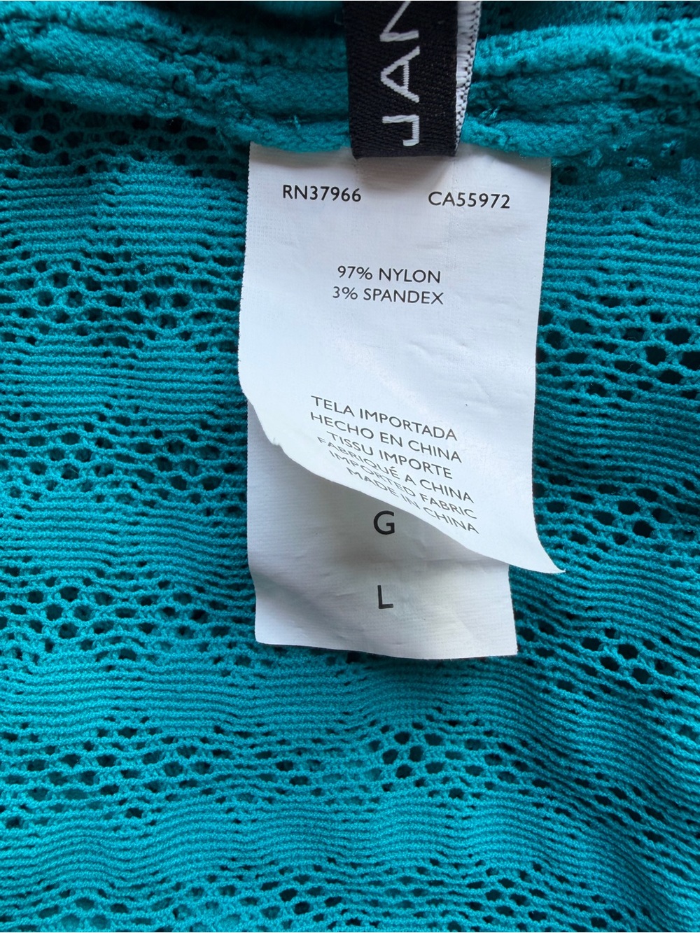 Jantzen Teal Crochet Eyelet Swimsuit Coverup Women’s Size L Boho Chic Fairycore - Picture 14 of 16